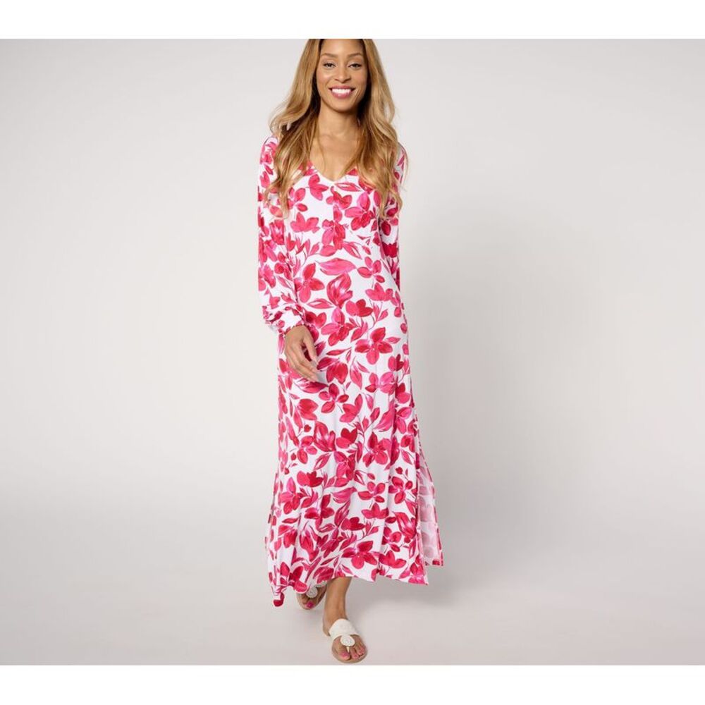 Splendid Women's Petite Dress 4XP Pet. Rayon Spandex Brushed Blooms White